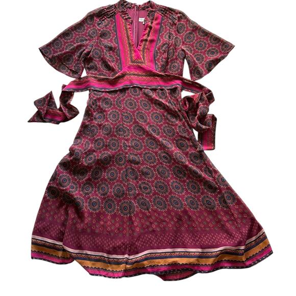 Womens Dress Size 6 Multicolor Maxi Boho Hippie Indie Modest Earthy Flowy Retro - Picture 1 of 6